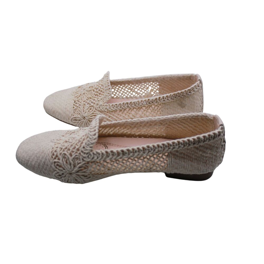 Cream Crochet Loafer Flats Size 5